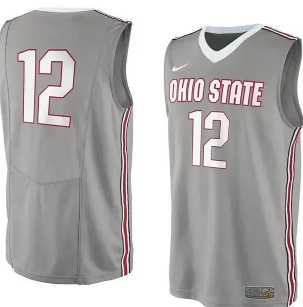 Men's Ohio State Buckeyes #12 Gray Stitched Jersey